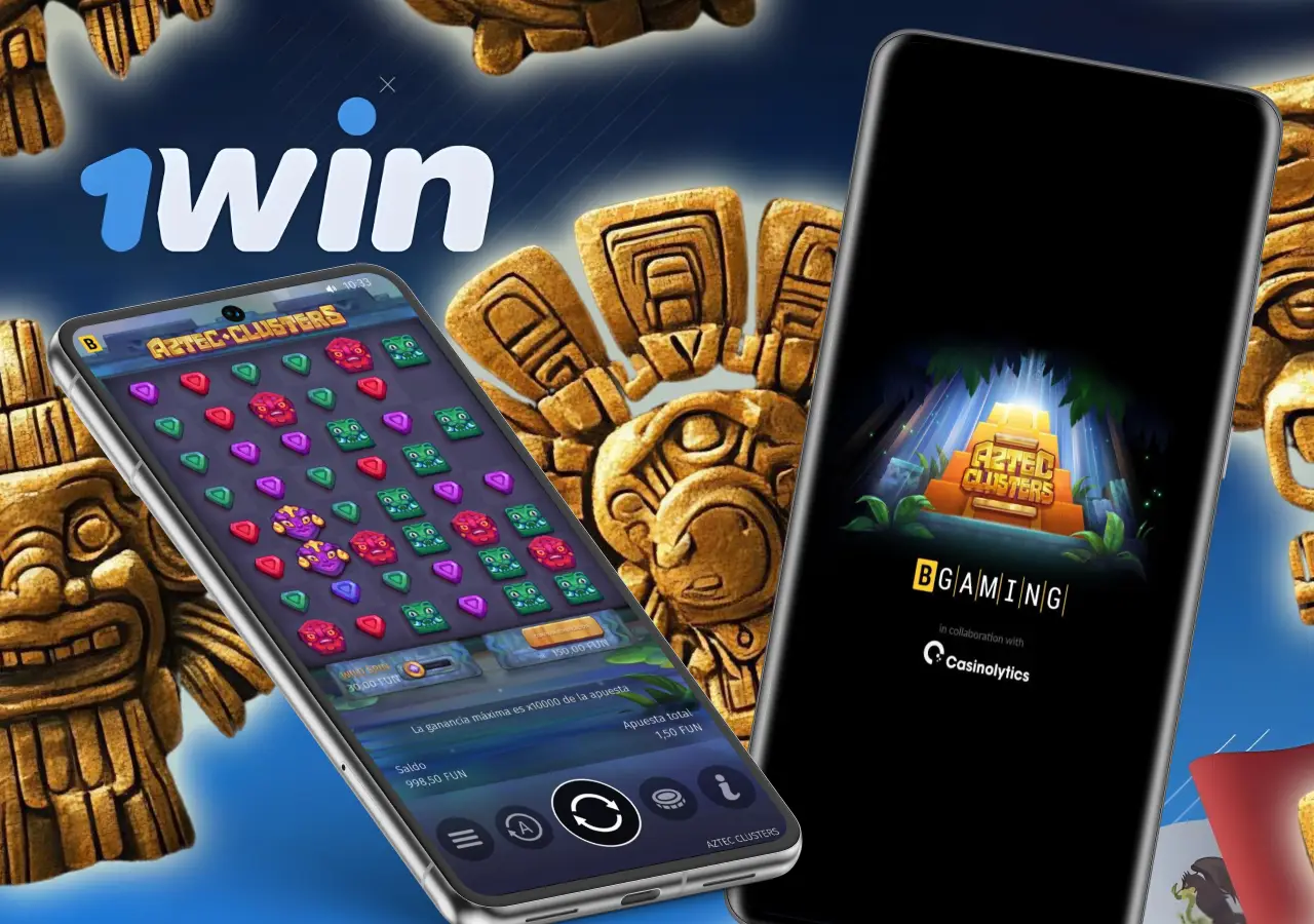 Slot Aztec Clusters con temática azteca, giros envolventes y premios en grupos de símbolos